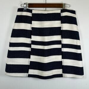 LOFT Navy & White Striped A-Line Mini Skirt, Size 8